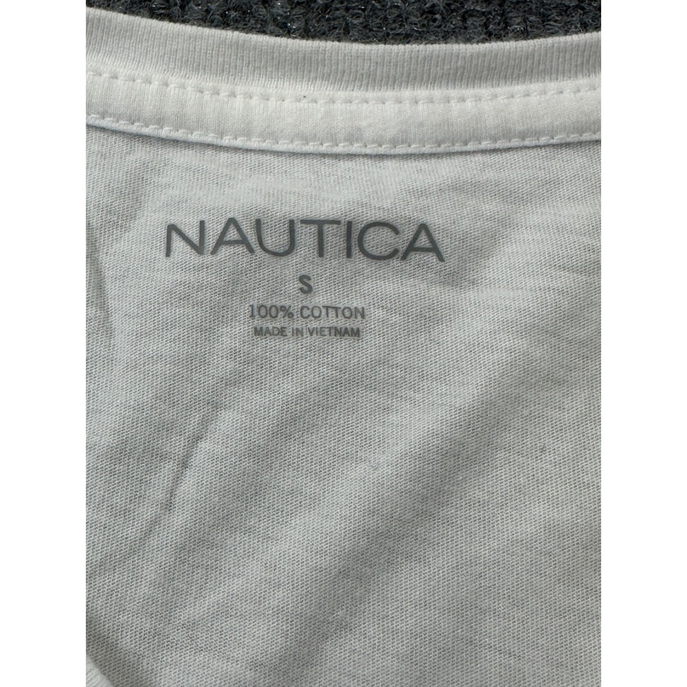 Nautica Womens White V-Neck Studded Logo T-Shirt 100% Cotton Small - Picture 4 of 7
